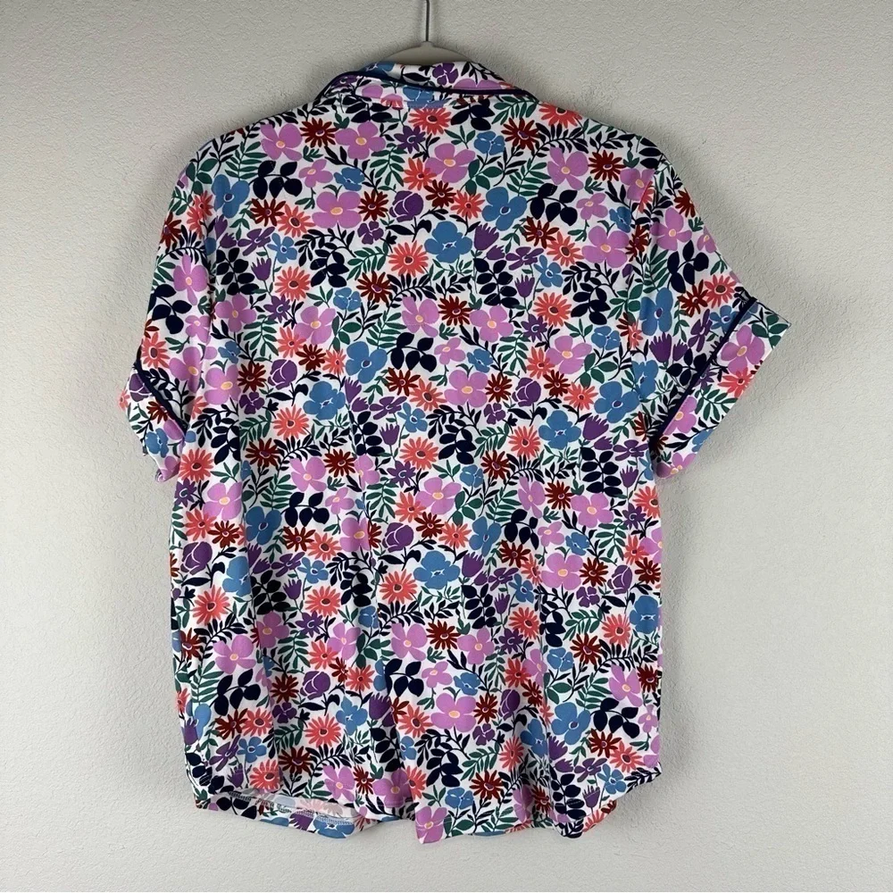 Kate Spade Floral Pajama PJ Button Front Top Size Large